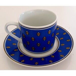 Dominique Gault Modele Depose Tea Coffee Cup with Saucer Blue Set France
